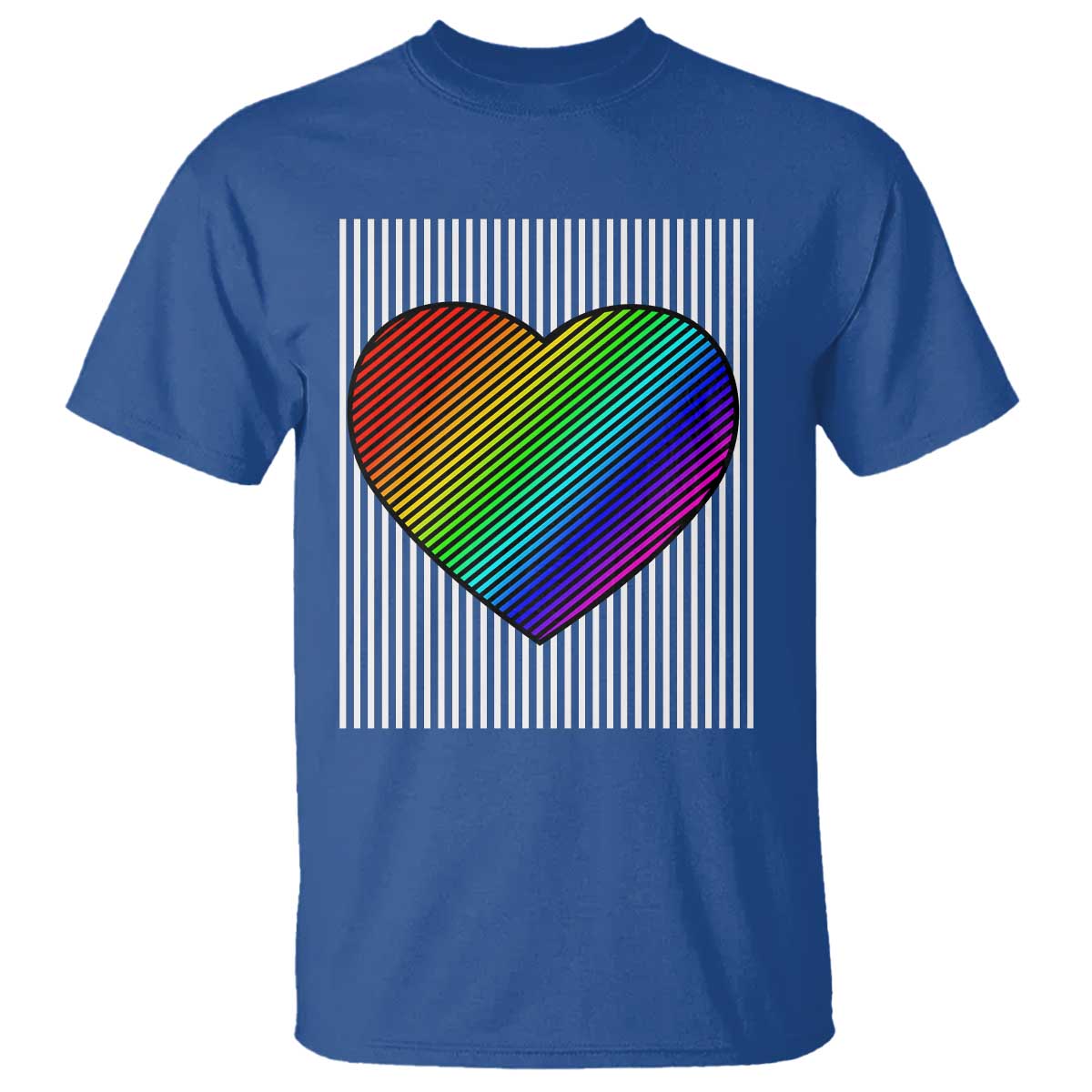 LGBT Pride T Shirt LGBTQ Support Retro Valentines Rainbow Heart TS10 Royal Blue Print Your Wear