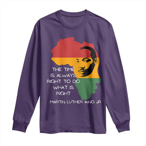 Martin Luther King Jr. Long Sleeve Shirt The Time Is Always Right To Do What Is Right MLK African Map TS10 Purple Print Your Wear