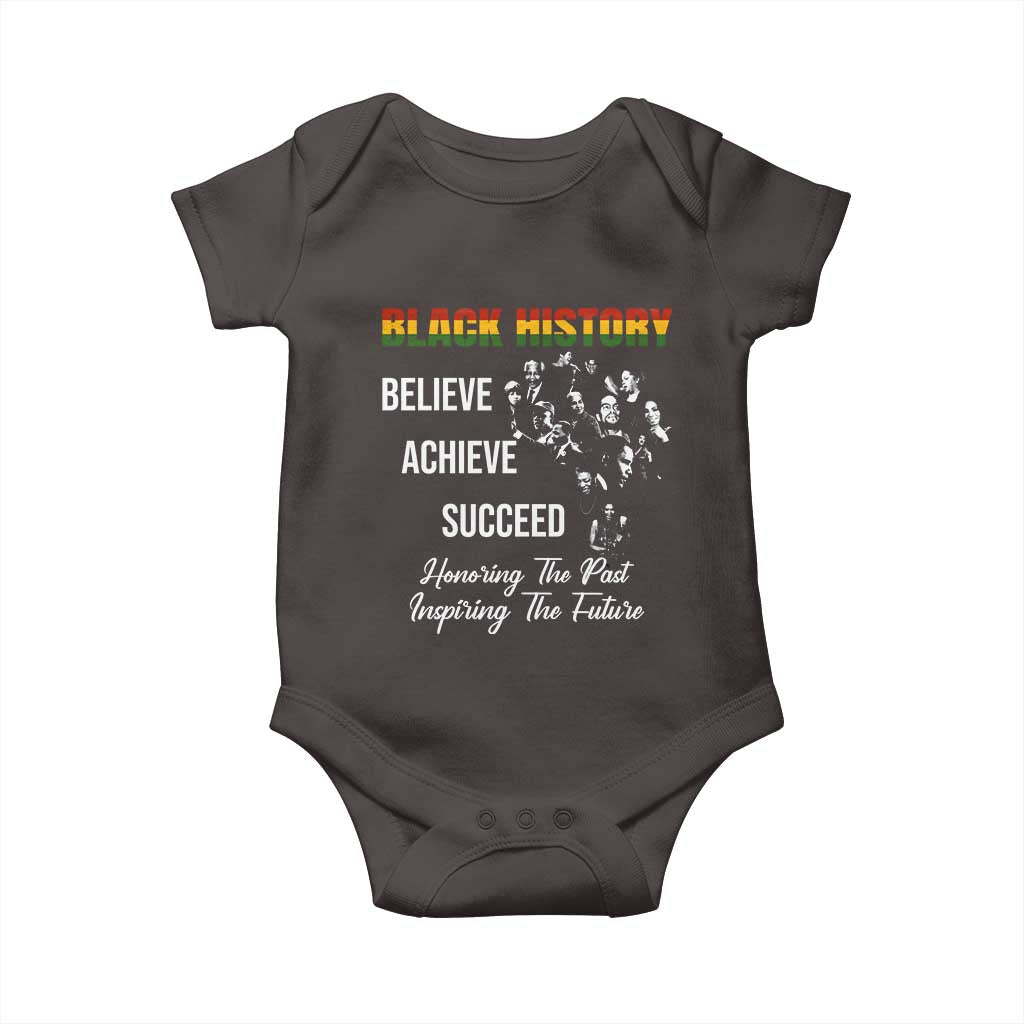 Honoring Past Inspiring Future Black History Month Baby Onesie TS10 Dark Chocolate Print Your Wear