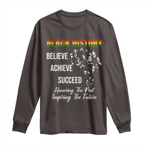 Honoring Past Inspiring Future Black History Month Long Sleeve Shirt TS10 Dark Chocolate Print Your Wear