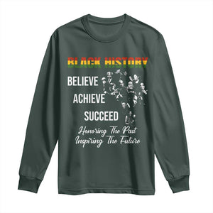 Honoring Past Inspiring Future Black History Month Long Sleeve Shirt TS10 Dark Forest Green Print Your Wear