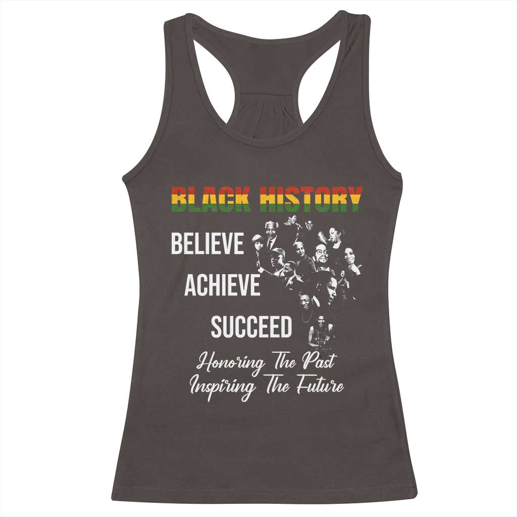 Honoring Past Inspiring Future Black History Month Racerback Tank Top TS10 Dark Chocolate Print Your Wear