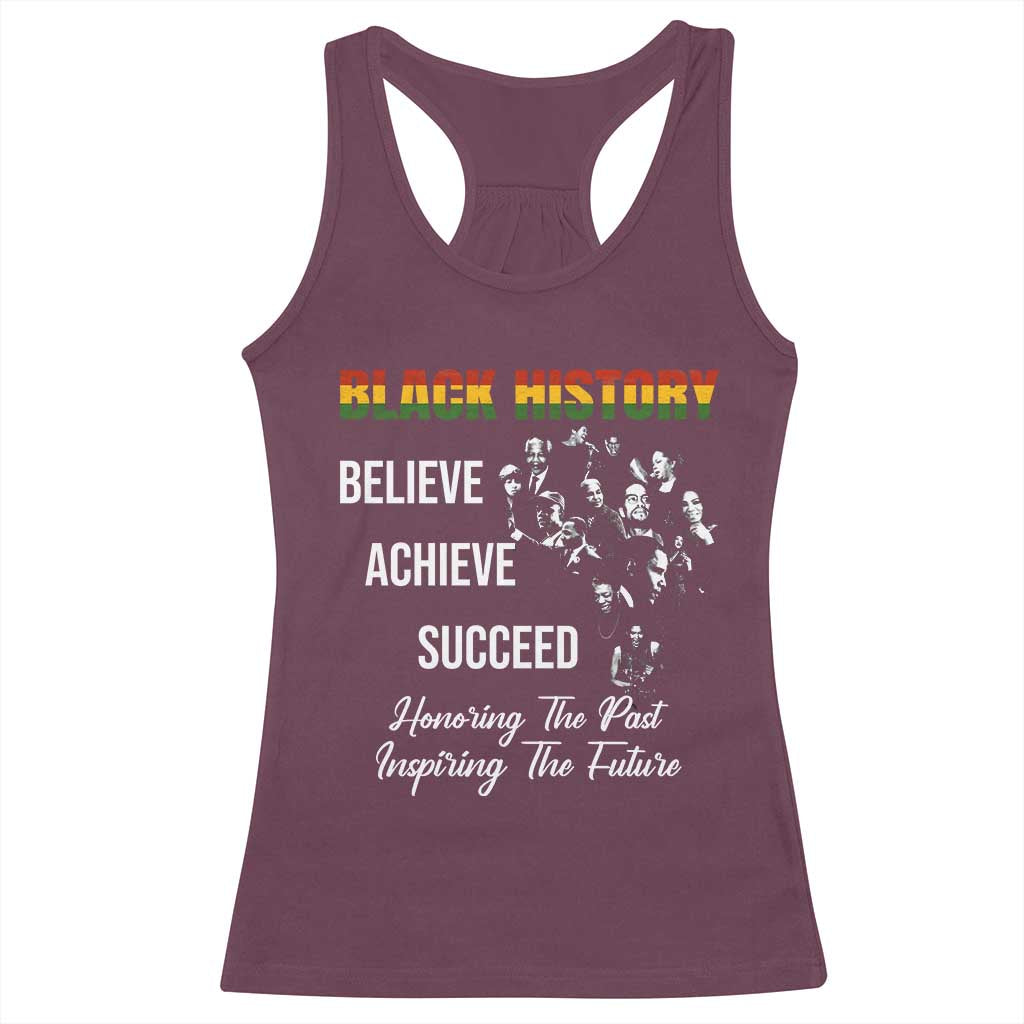 Honoring Past Inspiring Future Black History Month Racerback Tank Top TS10 Maroon Print Your Wear