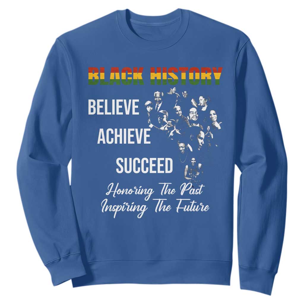 Honoring Past Inspiring Future Black History Month Sweatshirt TS10 Royal Blue Print Your Wear