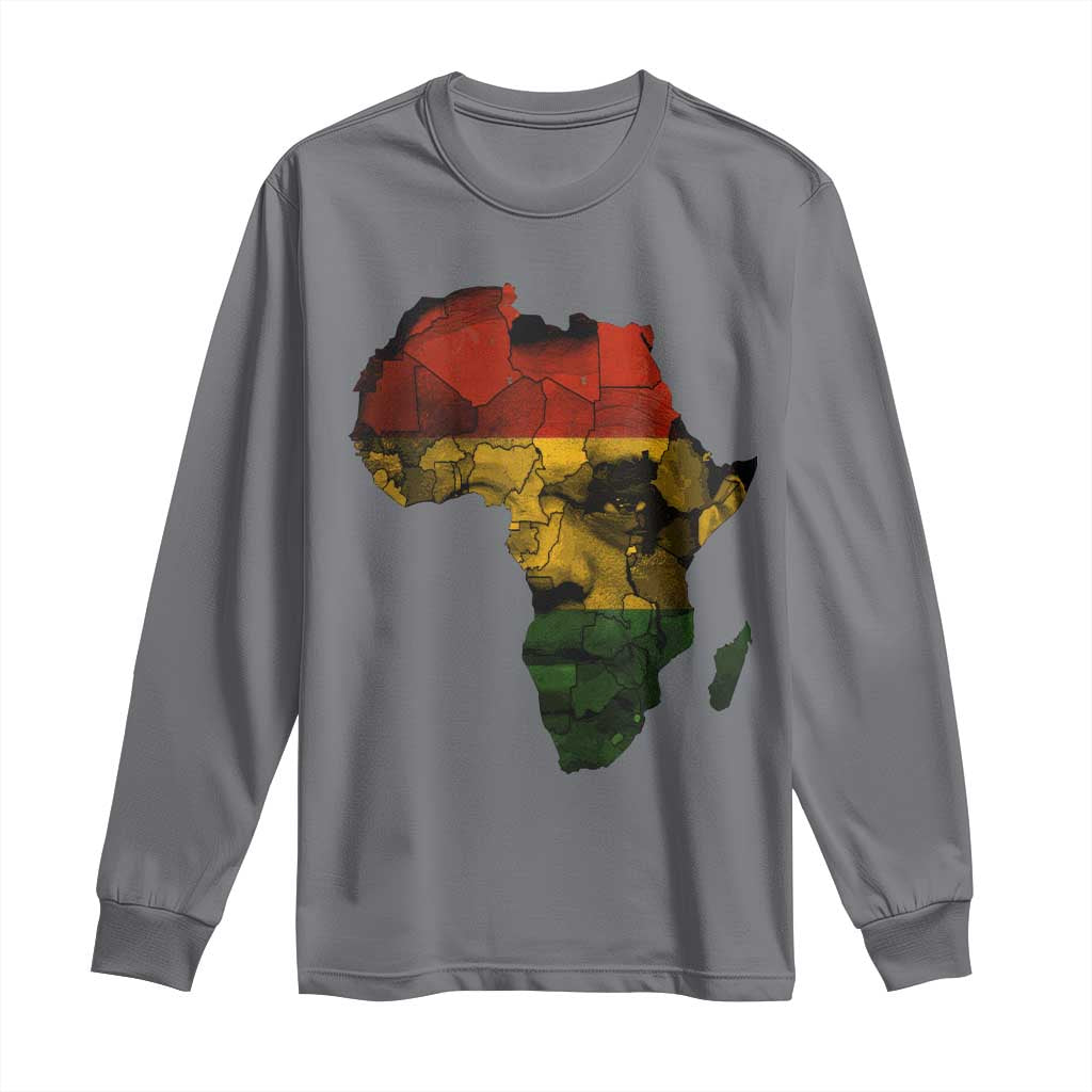 Black History Month Long Sleeve Shirt Pan African Africa Map Black Pride TS10 Charcoal Print Your Wear