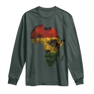 Black History Month Long Sleeve Shirt Pan African Africa Map Black Pride TS10 Dark Forest Green Print Your Wear