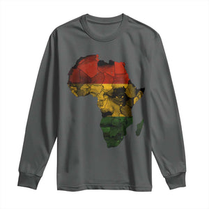 Black History Month Long Sleeve Shirt Pan African Africa Map Black Pride TS10 Dark Heather Print Your Wear