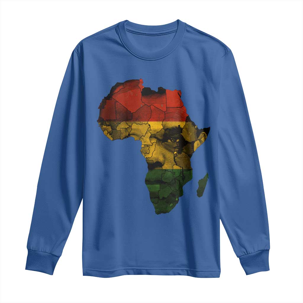 Black History Month Long Sleeve Shirt Pan African Africa Map Black Pride TS10 Royal Blue Print Your Wear