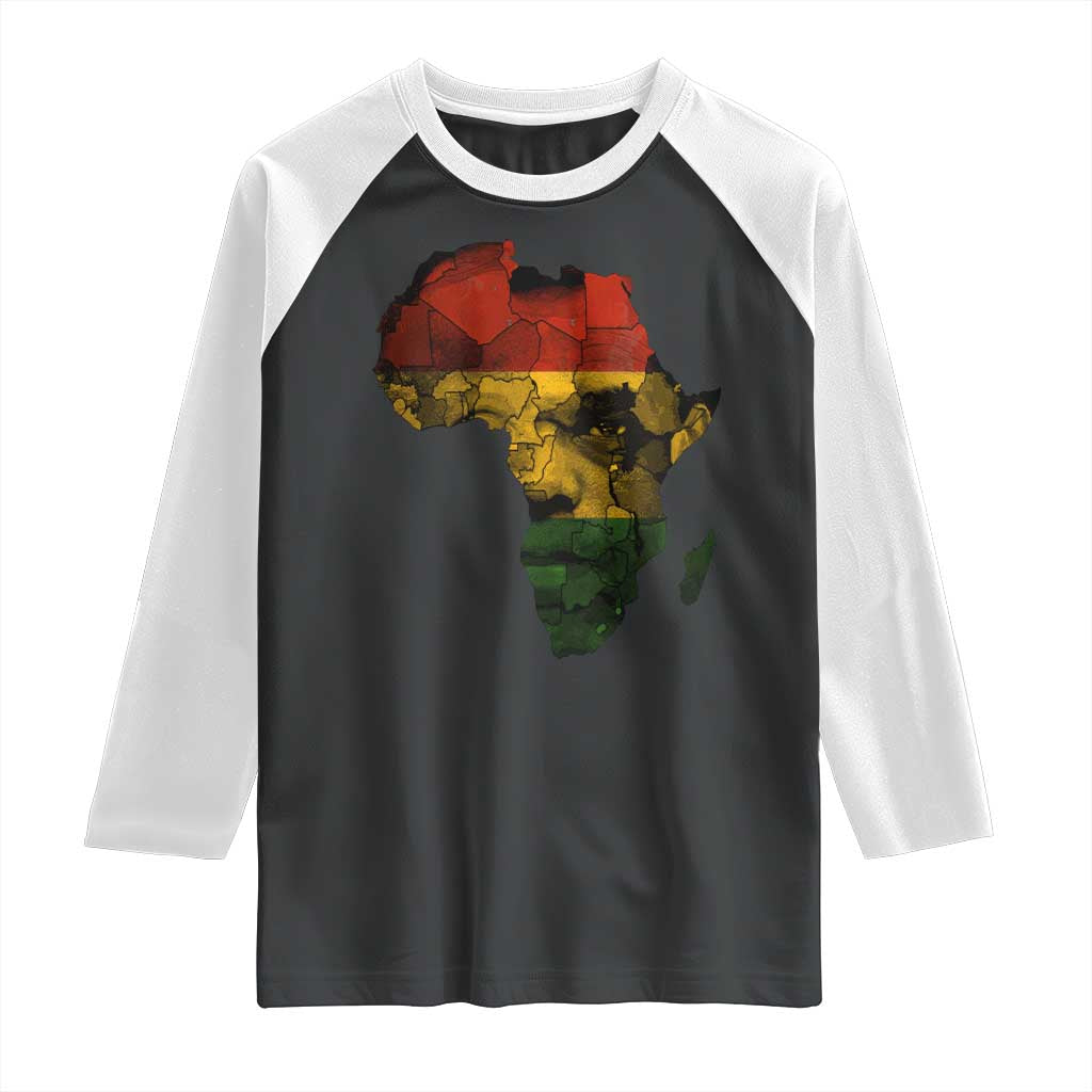 Black History Month Raglan Shirt Pan African Africa Map Black Pride TS10 Black White Print Your Wear