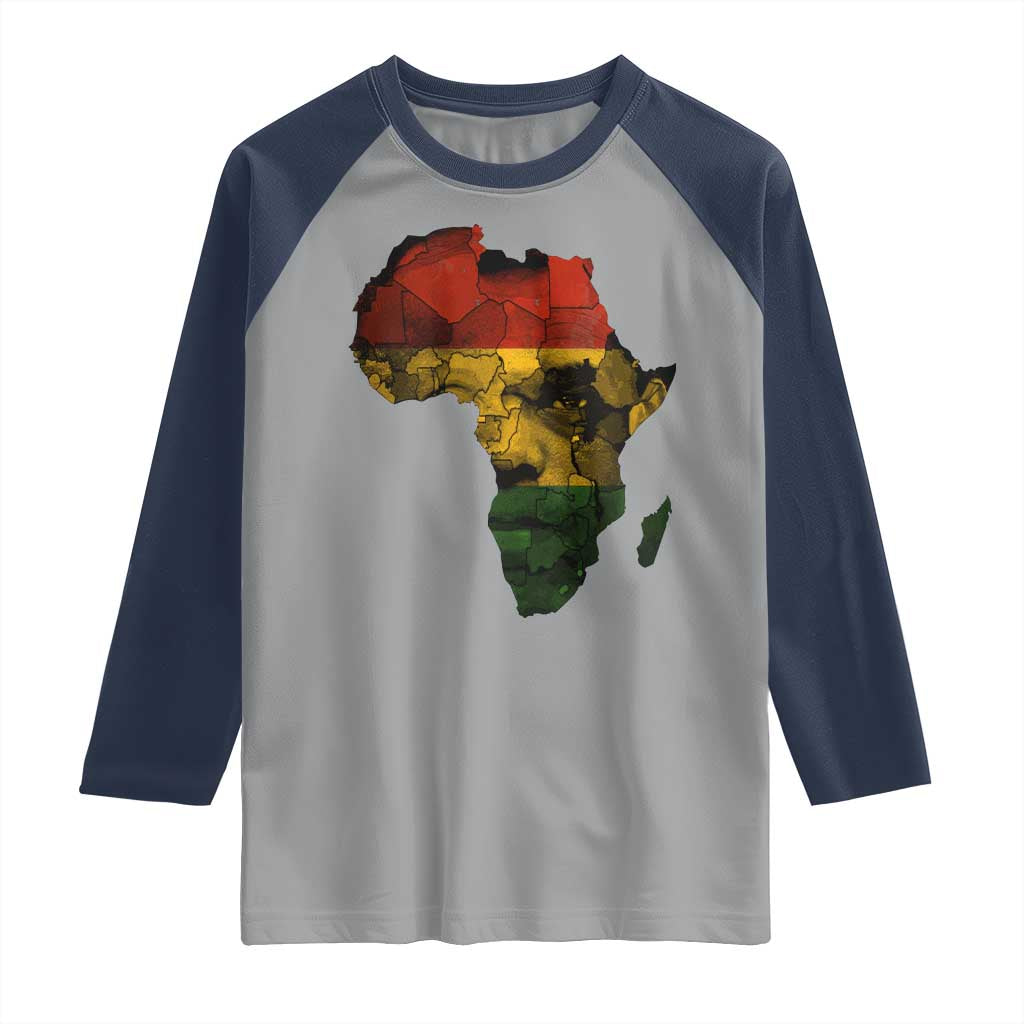 Black History Month Raglan Shirt Pan African Africa Map Black Pride TS10 Sport Gray Navy Print Your Wear