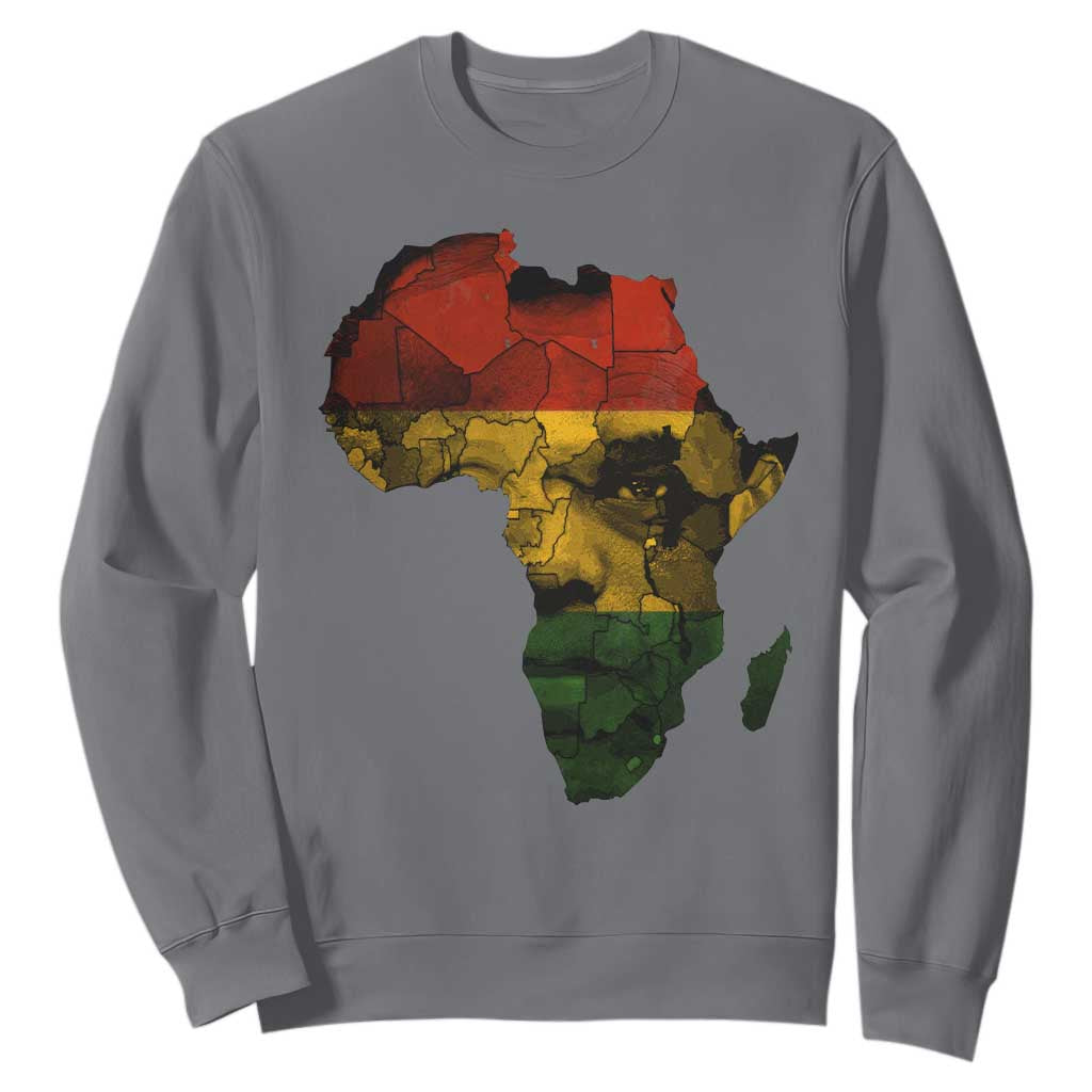 Black History Month Sweatshirt Pan African Africa Map Black Pride TS10 Charcoal Print Your Wear