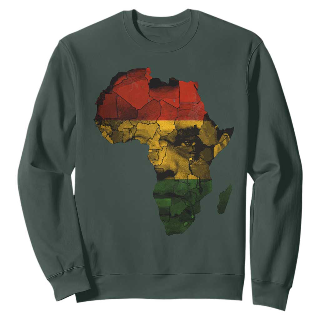 Black History Month Sweatshirt Pan African Africa Map Black Pride TS10 Dark Forest Green Print Your Wear