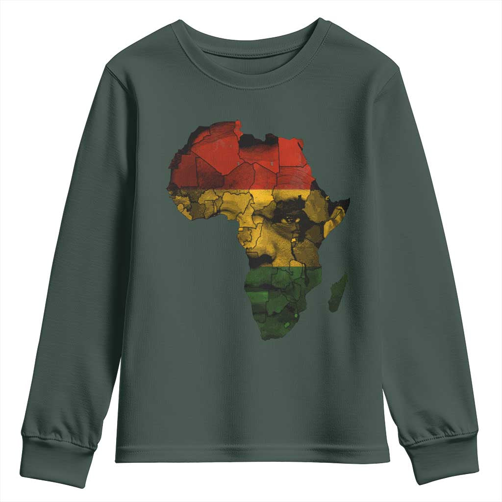 Black History Month Youth Sweatshirt Pan African Africa Map Black Pride TS10 Dark Forest Green Print Your Wear