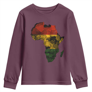 Black History Month Youth Sweatshirt Pan African Africa Map Black Pride TS10 Maroon Print Your Wear