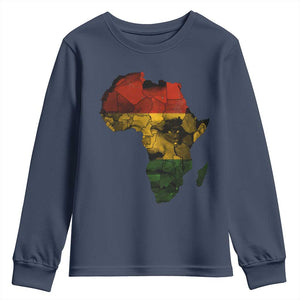 Black History Month Youth Sweatshirt Pan African Africa Map Black Pride TS10 Navy Print Your Wear