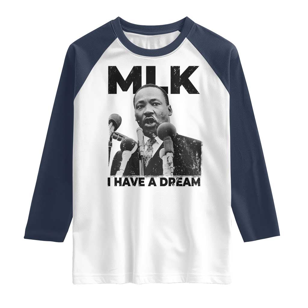 Martin Luther King Raglan Shirt I Have A Dream MLK Black History Month TS10 White Navy Print Your Wear