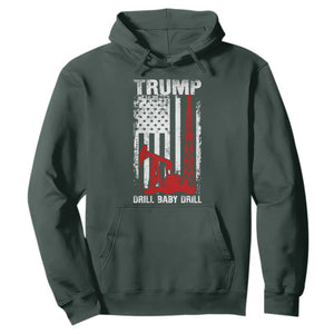 Trump Liberation Day Hoodie Drill Baby Drill Oilrig Oilfield American Flag Patriotic TS10 Dark Forest Green Print Your Wear