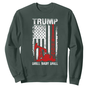 Trump Liberation Day Sweatshirt Drill Baby Drill Oilrig Oilfield American Flag Patriotic TS10 Dark Forest Green Print Your Wear