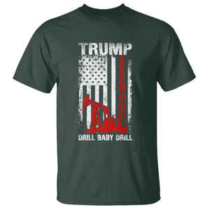 Trump Liberation Day T Shirt Drill Baby Drill Oilrig Oilfield American Flag Patriotic TS10 Dark Forest Green Print Your Wear