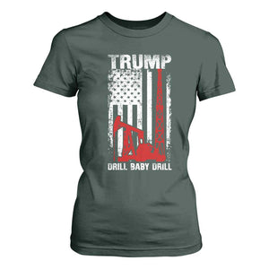 Trump Liberation Day T Shirt For Women Drill Baby Drill Oilrig Oilfield American Flag Patriotic TS10 Dark Forest Green Print Your Wear