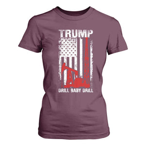 Trump Liberation Day T Shirt For Women Drill Baby Drill Oilrig Oilfield American Flag Patriotic TS10 Maroon Print Your Wear