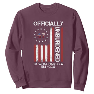 President Donald Trump Sweatshirt Officially Unburdened By What Has Been 2025 47Th Usa Flag TS10 Maroon Print Your Wear