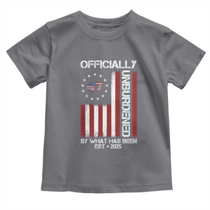 President Donald Trump Toddler T Shirt Officially Unburdened By What Has Been 2025 47Th Usa Flag TS10 Charcoal Print Your Wear