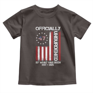 President Donald Trump Toddler T Shirt Officially Unburdened By What Has Been 2025 47Th Usa Flag TS10 Dark Chocolate Print Your Wear