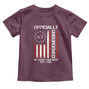 President Donald Trump Toddler T Shirt Officially Unburdened By What Has Been 2025 47Th Usa Flag TS10 Maroon Print Your Wear