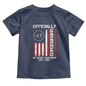 President Donald Trump Toddler T Shirt Officially Unburdened By What Has Been 2025 47Th Usa Flag TS10 Navy Print Your Wear