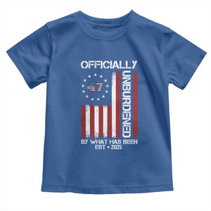 President Donald Trump Toddler T Shirt Officially Unburdened By What Has Been 2025 47Th Usa Flag TS10 Royal Blue Print Your Wear