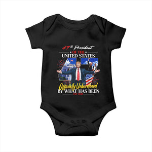 President Donald Trump Baby Onesie Officially Unburdened By What Has Been 2025 47Th American Flag TS10 Black Print Your Wear