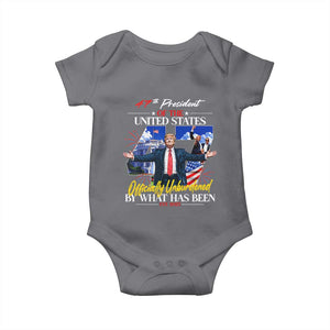 President Donald Trump Baby Onesie Officially Unburdened By What Has Been 2025 47Th American Flag TS10 Charcoal Print Your Wear