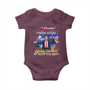 President Donald Trump Baby Onesie Officially Unburdened By What Has Been 2025 47Th American Flag TS10 Maroon Print Your Wear