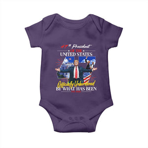 President Donald Trump Baby Onesie Officially Unburdened By What Has Been 2025 47Th American Flag TS10 Purple Print Your Wear