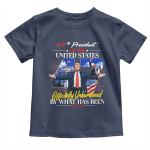 President Donald Trump Toddler T Shirt Officially Unburdened By What Has Been 2025 47Th American Flag TS10 Navy Print Your Wear