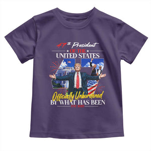 President Donald Trump Toddler T Shirt Officially Unburdened By What Has Been 2025 47Th American Flag TS10 Purple Print Your Wear