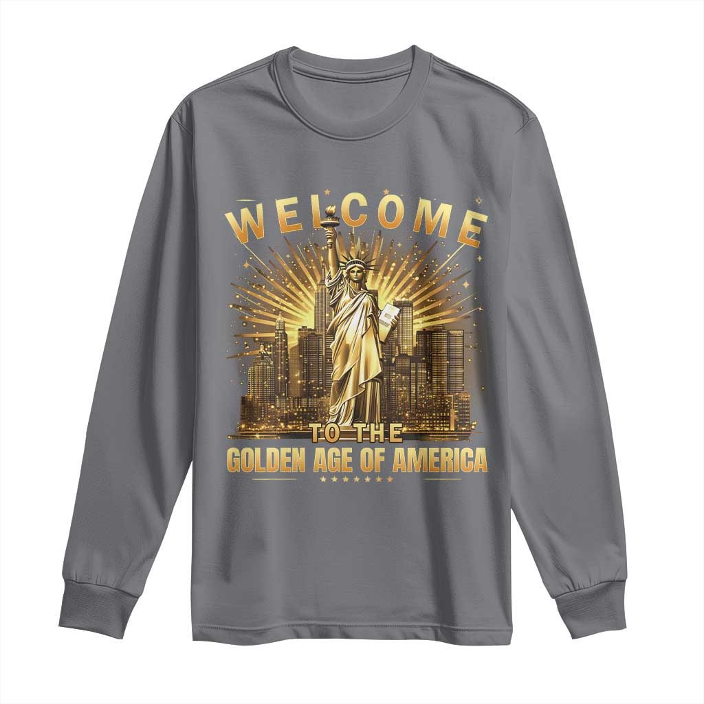America's Golden Age Statue Of Liberty Long Sleeve Shirt TS10 Charcoal Print Your Wear