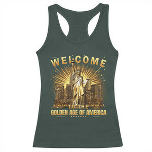 America's Golden Age Statue Of Liberty Racerback Tank Top TS10 Dark Forest Green Print Your Wear