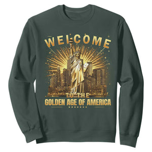 America's Golden Age Statue Of Liberty Sweatshirt TS10 Dark Forest Green Print Your Wear