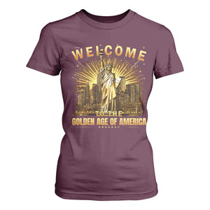 America's Golden Age Statue Of Liberty T Shirt For Women TS10 Maroon Print Your Wear