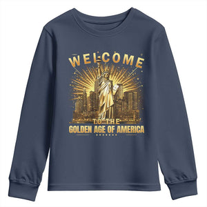 America's Golden Age Statue Of Liberty Youth Sweatshirt TS10 Navy Print Your Wear