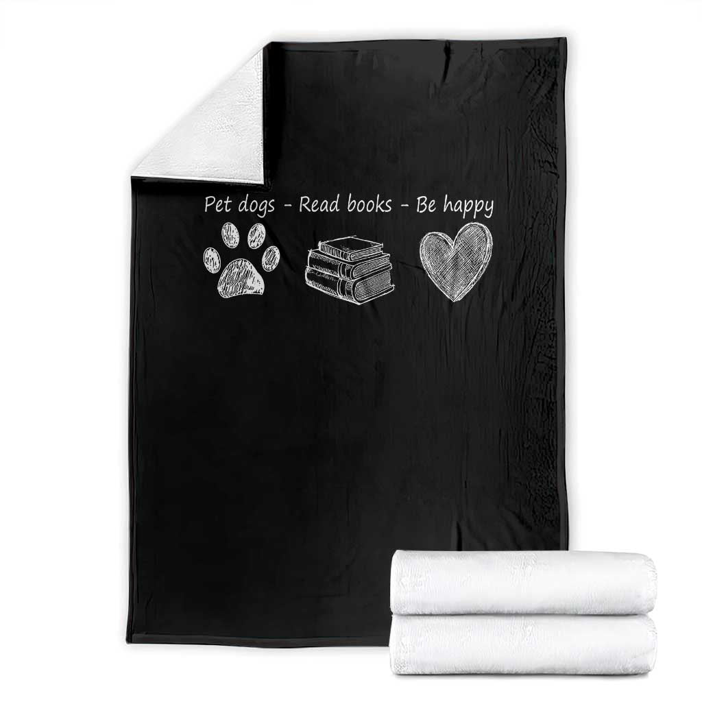 Funny Dog Book Lovers Throw Blanket Pet Dogs Read Books Be Happy TS10 Black Print Your Wear