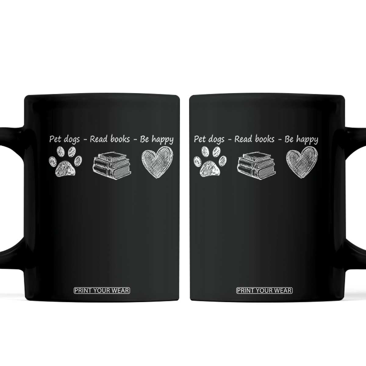 Funny Dog Book Lovers Coffee Mug Pet Dogs Read Books Be Happy TS10 Black Print Your Wear