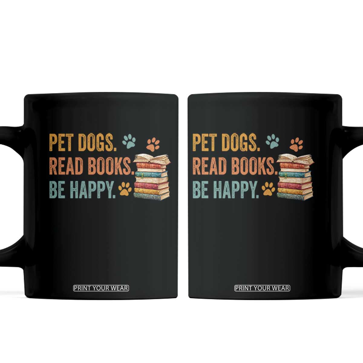 Retro Dog Book Lovers Coffee Mug Bookish Dog Mom Gift TS10 Black Print Your Wear