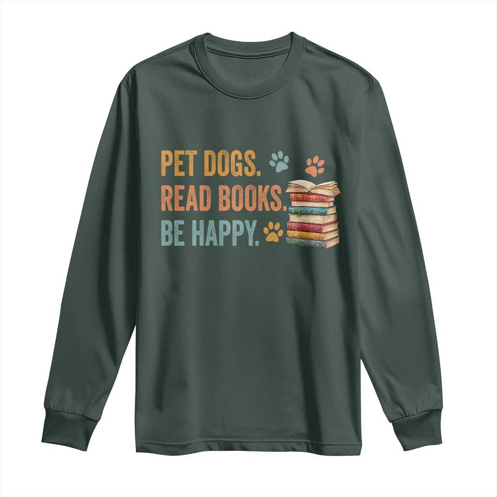Retro Dog Book Lovers Long Sleeve Shirt Bookish Dog Mom Gift TS10 Dark Forest Green Print Your Wear