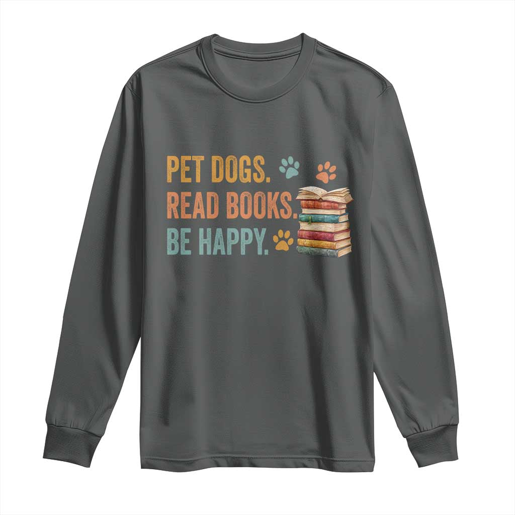 Retro Dog Book Lovers Long Sleeve Shirt Bookish Dog Mom Gift TS10 Dark Heather Print Your Wear