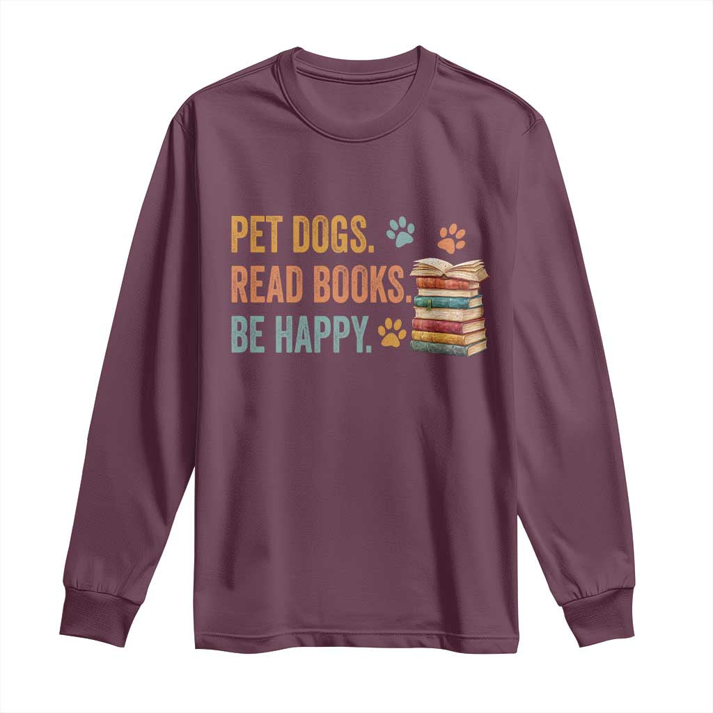 Retro Dog Book Lovers Long Sleeve Shirt Bookish Dog Mom Gift TS10 Maroon Print Your Wear