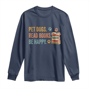 Retro Dog Book Lovers Long Sleeve Shirt Bookish Dog Mom Gift TS10 Navy Print Your Wear