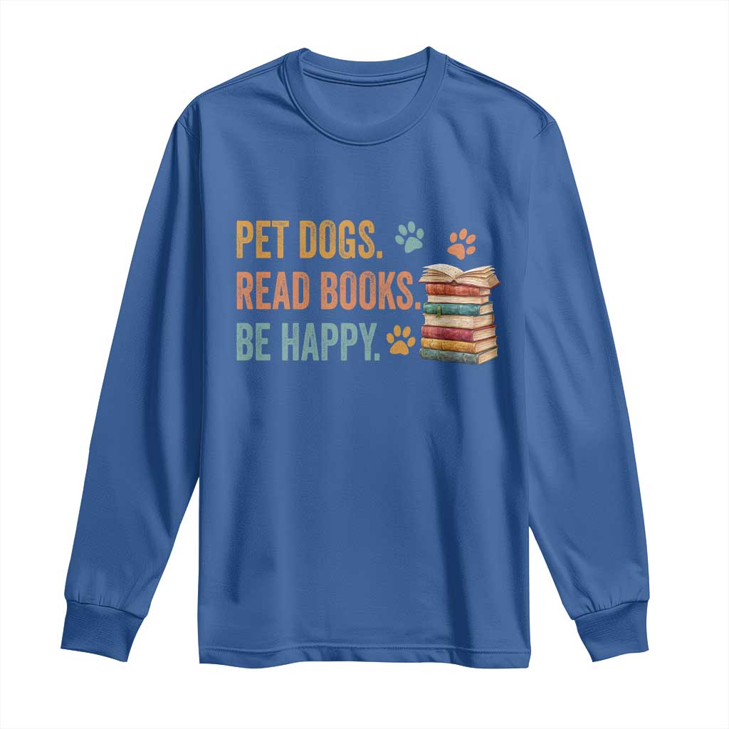 Retro Dog Book Lovers Long Sleeve Shirt Bookish Dog Mom Gift TS10 Royal Blue Print Your Wear